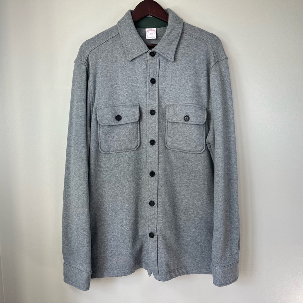 Brooks Brothers 1818 Men's Large Gray French Terry Shacket Cotton Shirt Jacket - Picture 9 of 9